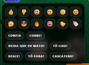 Painel de sinais rápidos do Vai Truco! no mobile.
